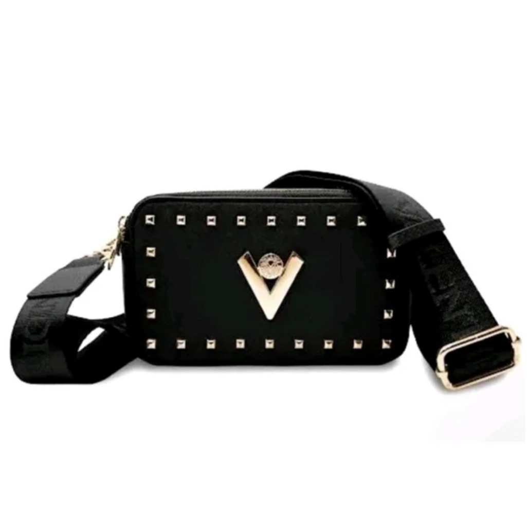 Valentino Orlandi Black With Gold Studded Crossbody Bag